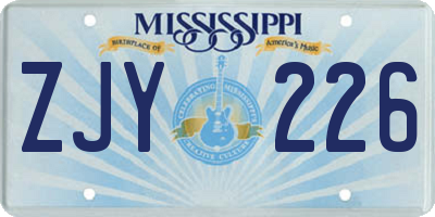 MS license plate ZJY226