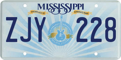 MS license plate ZJY228