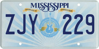 MS license plate ZJY229