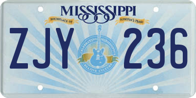 MS license plate ZJY236
