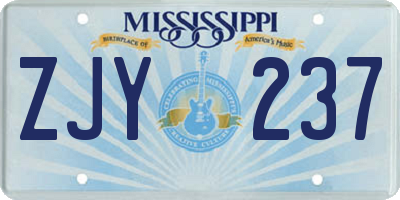 MS license plate ZJY237