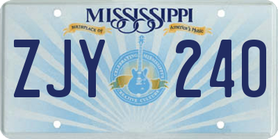MS license plate ZJY240