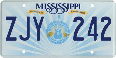 MS license plate ZJY242