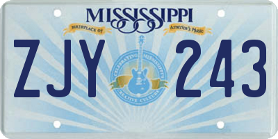 MS license plate ZJY243