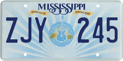 MS license plate ZJY245