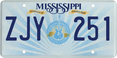 MS license plate ZJY251