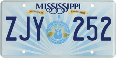 MS license plate ZJY252