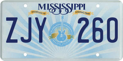 MS license plate ZJY260