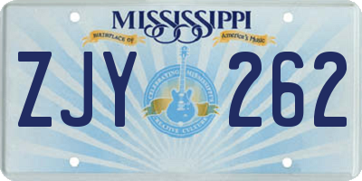 MS license plate ZJY262