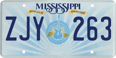MS license plate ZJY263