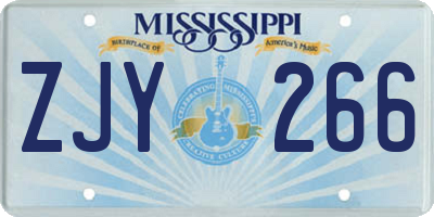 MS license plate ZJY266
