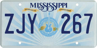 MS license plate ZJY267