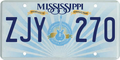 MS license plate ZJY270