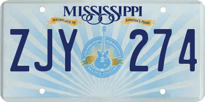 MS license plate ZJY274