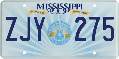 MS license plate ZJY275