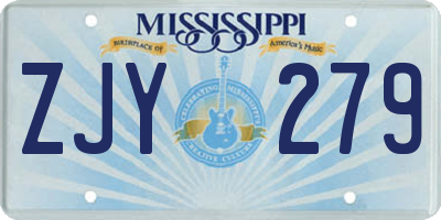 MS license plate ZJY279