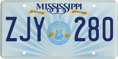 MS license plate ZJY280