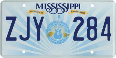 MS license plate ZJY284