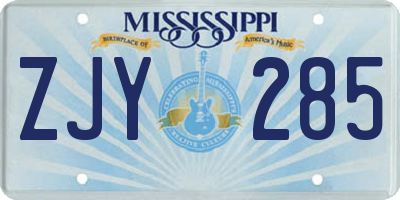 MS license plate ZJY285