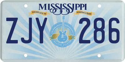 MS license plate ZJY286
