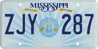 MS license plate ZJY287