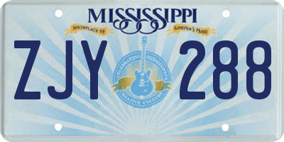 MS license plate ZJY288