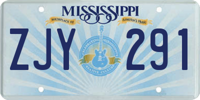 MS license plate ZJY291