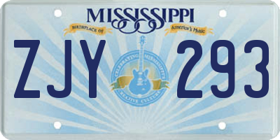 MS license plate ZJY293