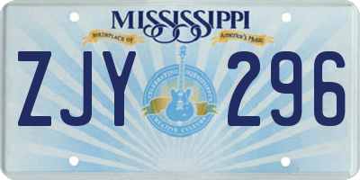 MS license plate ZJY296