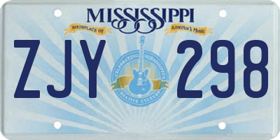 MS license plate ZJY298