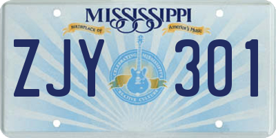 MS license plate ZJY301