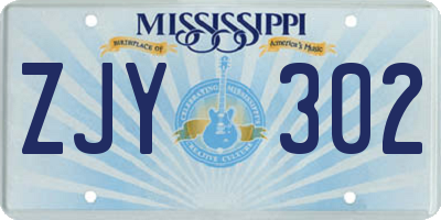 MS license plate ZJY302