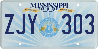 MS license plate ZJY303