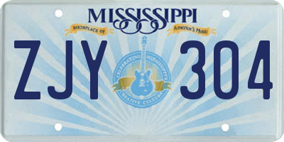 MS license plate ZJY304