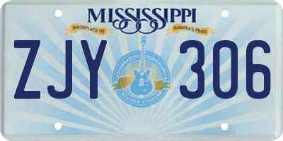 MS license plate ZJY306