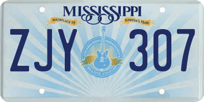 MS license plate ZJY307