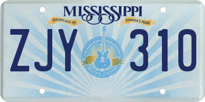 MS license plate ZJY310