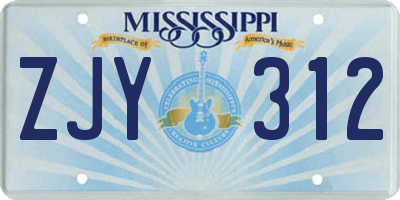 MS license plate ZJY312