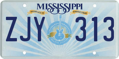 MS license plate ZJY313