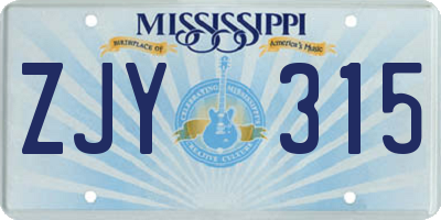 MS license plate ZJY315