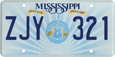 MS license plate ZJY321