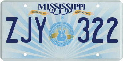 MS license plate ZJY322