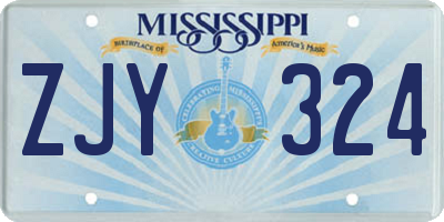 MS license plate ZJY324