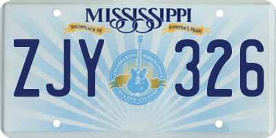 MS license plate ZJY326