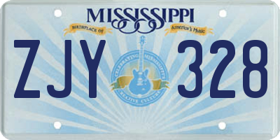 MS license plate ZJY328