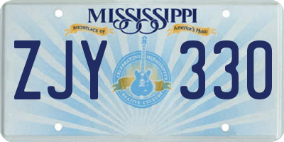 MS license plate ZJY330