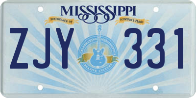 MS license plate ZJY331