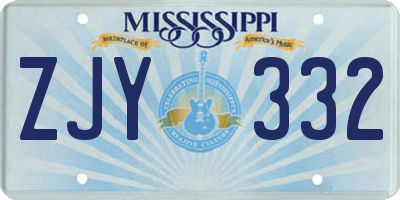 MS license plate ZJY332