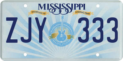 MS license plate ZJY333