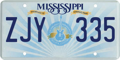 MS license plate ZJY335